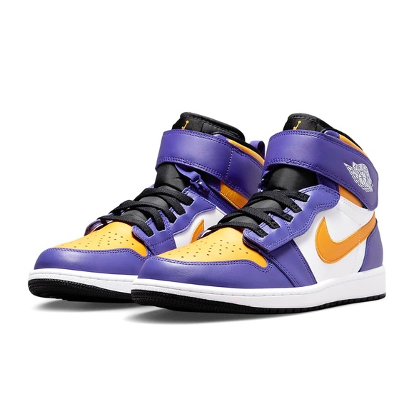 NEW Men’s Air Jordan 1 Hi FlyEase size 10 Purple LA Lakers Retro OG - Picture 13 of 13